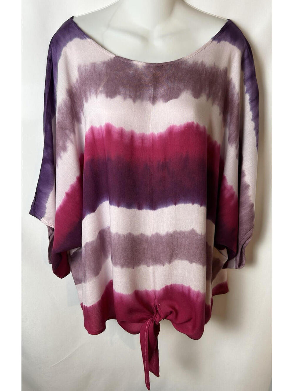 oSo Casuals Pink/Purple Tie Dye Kimono Style Top    Size 1X